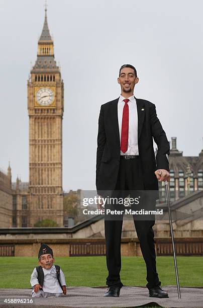 The shortest man ever, Chandra Bahadur Dangi meets the worlds tallest man, Sultan Kosen for the very first time on November 13, 2014 in London,...