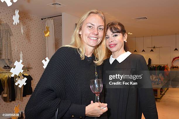 Fashion designers Gabriella Cortese Rioufol and Frederique Lopez attend the 'Stone for Bonpoint' : New Jewellery Collection : Cocktail Party At...