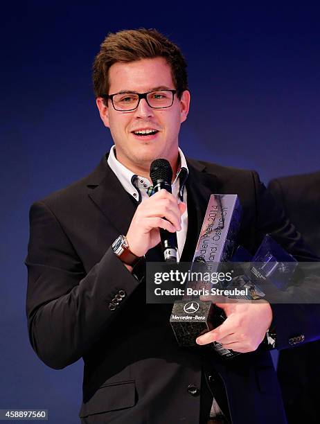 Thomas Goepfert, winner of the Laureus award 'Sprit for Laureus social project Video' attends the Laureus Media Award 2014 at Grand Hyatt Hotel on...