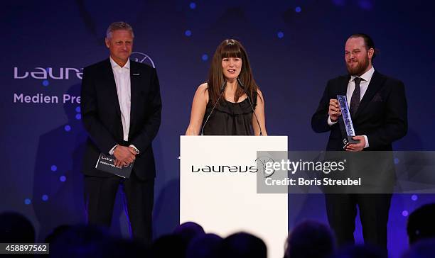 Ingrid Gasser of High Five e.V., winner of the Laureus award 'Sprit for Laureus social project' attends the Laureus Media Award 2014 at Grand Hyatt...