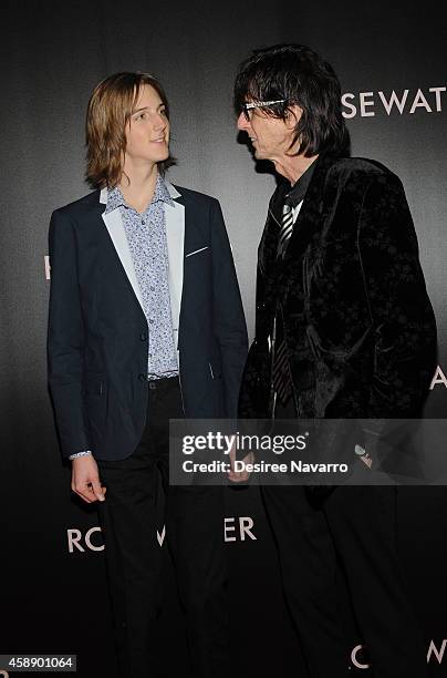 Musician Ric Ocasek and son Oliver Orion Ocasek attend "Rosewater" New York Premiere at AMC Lincoln Square Theater on November 12, 2014 in New York...