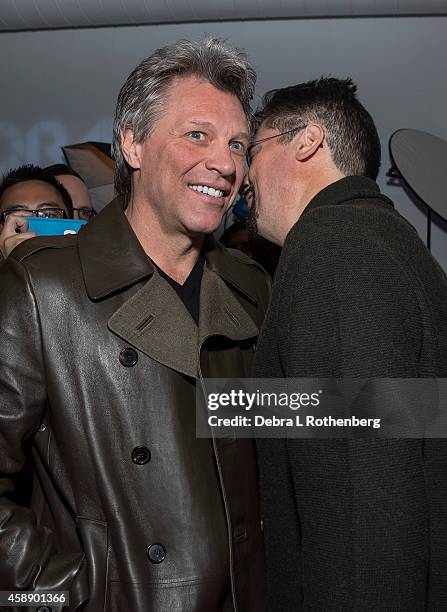 Musician Jon Bon Jovi and Author/Photographer David Bergman at Altman Building on November 12, 2014 in New York City.