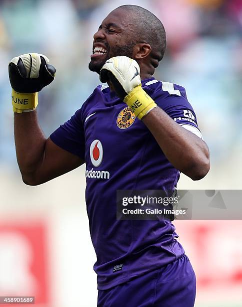 Itumeleng Khune of Kaizer Chiefs during the Absa Premiership match between AmaZulu and Kaizer Chiefs at Moses Mabida Stadium on December 22, 2013 in...