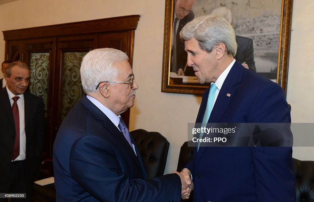 US Secretary of State John Kerry Meets With Mahmoud Abbas