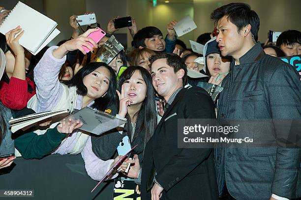Actor Logan Lerman attends the 'Fury' Seoul Premiere at Times Square on November 13, 2014 in Seoul, South Korea. The film will open on November 20,...