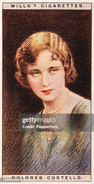 Vintage cigarette card featuring the cinema star Dolores Costello, circa 1928.