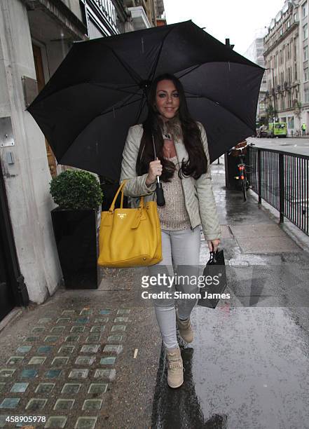 Michelle Heaton sighted leaving the hairdressers on November 13, 2014 in London, England.