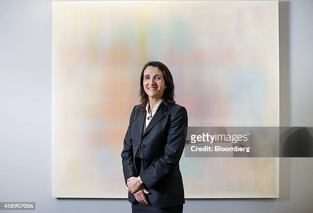 Maelys Castella, chief financial officer of Akzo Nobel NV, poses for a photograph at the company's headquarters in Amsterdam, Netherlands, on...