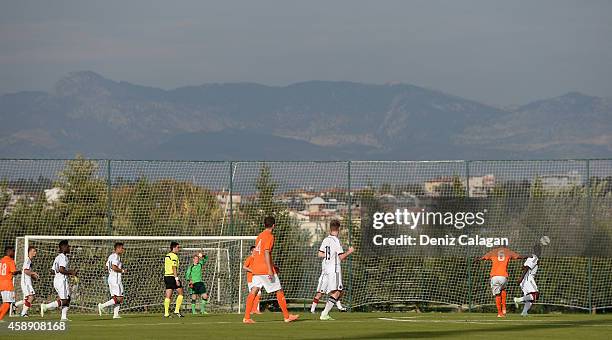 General view of the Emirhan Sports Complex with the Tauraus Mountains during the international friendly match between U18 Germany and U18 Netherlands...