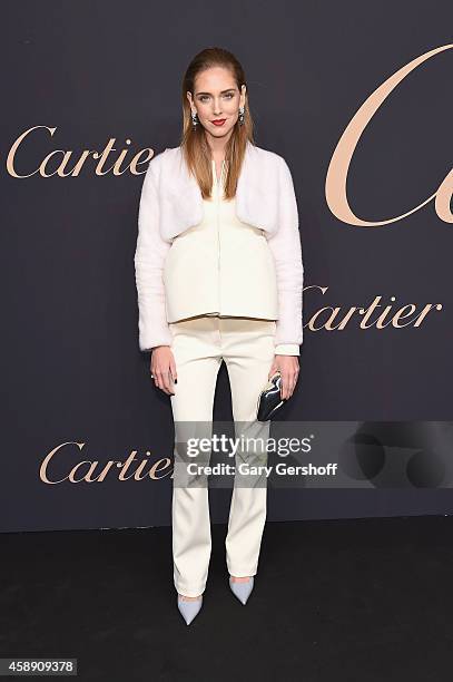 Blogger Chiara Ferragni attends the Maison Cartier 100th anniversary celebration of their emblem La Panthere De Cartier! at Skylight Clarkson Sq on...