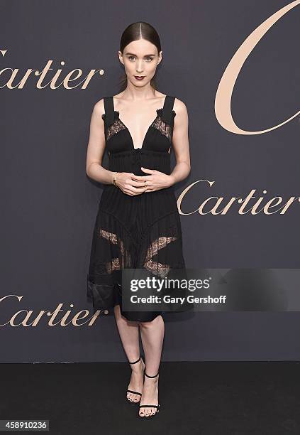 Actress Rooney Mara attends the Maison Cartier 100th anniversary celebration of their emblem La Panthere De Cartier! at Skylight Clarkson Sq on...