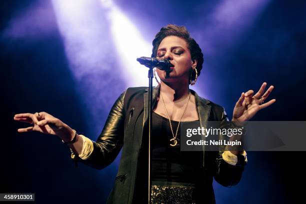 Marsha Ambrosius performs on stage at Indigo2 at O2 Arena on December 21, 2013 in London, England.