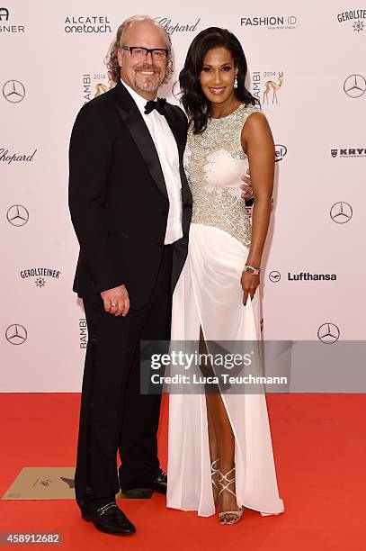 Marie Amière and Peter Olsson attend Kryolan at the Bambi Awards 2014 on November 13, 2014 in Berlin, Germany.