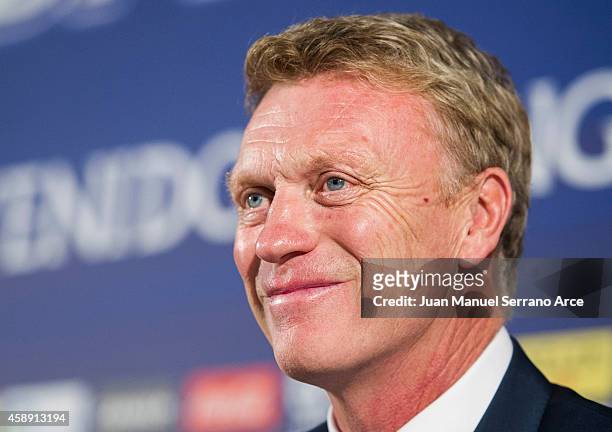David Moyes during a press conference after he was presented as Real Sociedad's new head coach at Estadio Anoeta on November 13, 2014 in San...