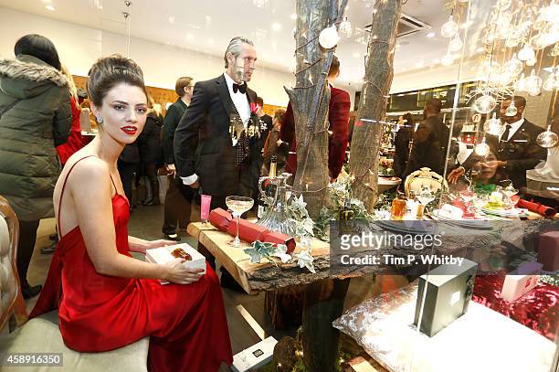 Models who star in the Molten Brown Christmas campaign helps to re-create 'The Molton Brown Splendid Christmas' Party' at the flagship store on...