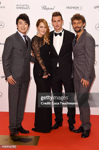 Lang Lang, Sylwia Klose, Miroslav Klose and Jonas Kaufmann attend Kryolan at the Bambi Awards 2014 on November 13, 2014 in Berlin, Germany.