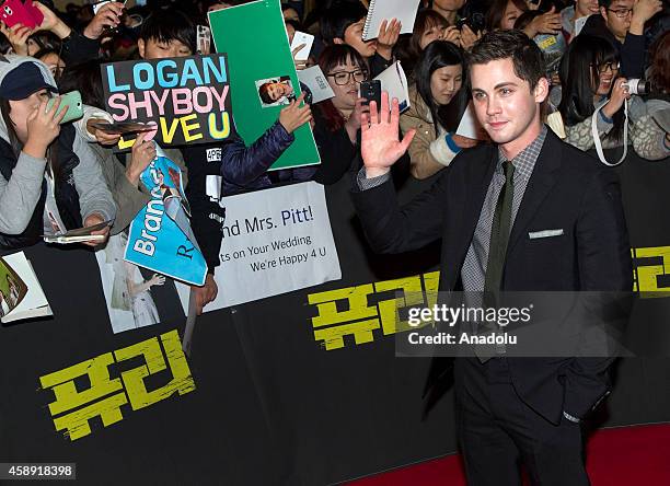 Actor Logan Lerman attends the 'Fury' Seoul Premiere at Times Square on November 13, 2014 in Seoul, South Korea.
