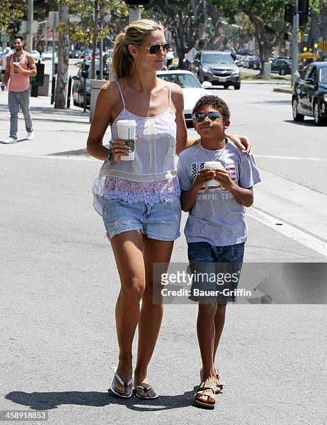 Heidi Klum and her son Henry Samuel are seen on July 27, 2013 in los Angeles, California.