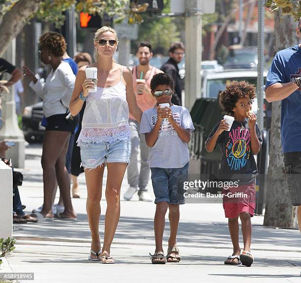 Heidi Klum and Martin Kristen are seen with her sons, Henry Samuel and Johan Samuel on July 27, 2013 in los Angeles, California.