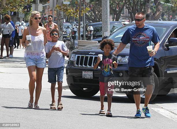 Heidi Klum and Martin Kristen are seen with her sons, Henry Samuel and Johan Samuel on July 27, 2013 in los Angeles, California.