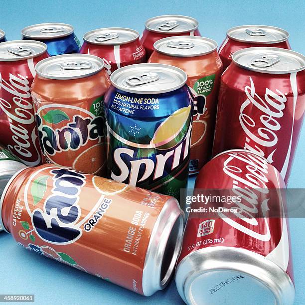 coca cola soda brands - fanta stock pictures, royalty-free photos & images