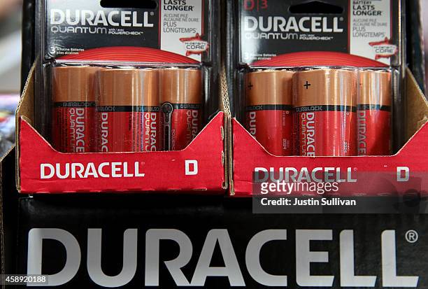 Duracell batteries are displayed on a shelf at a Batteries Plus store on November 13, 2014 in San Rafael, California. Berkshire Hathaway Inc....