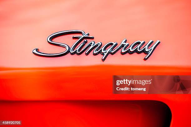 chevrolet corvette stingray emblem - chevrolet corvette stock pictures, royalty-free photos & images