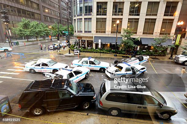 police car auto accident - traffic jam in chicago stock pictures, royalty-free photos & images