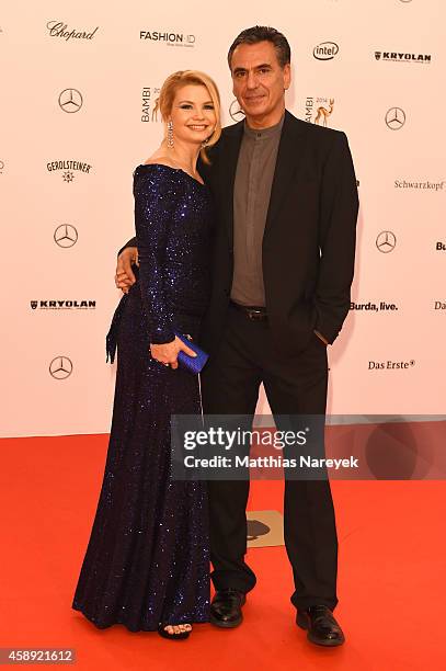 Annette Frier and her husband Johannes Wuensche arrive at the Bambi Awards 2014 on November 13, 2014 in Berlin, Germany.