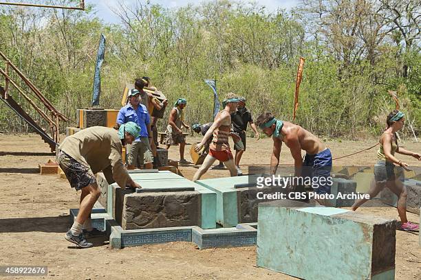 Wrinkle In The Plan" - Jeff Probst watches Alec Christy, Josh Canfield, Jon Misch and Baylor Wilson during the eighth episode of Survivor 29,...