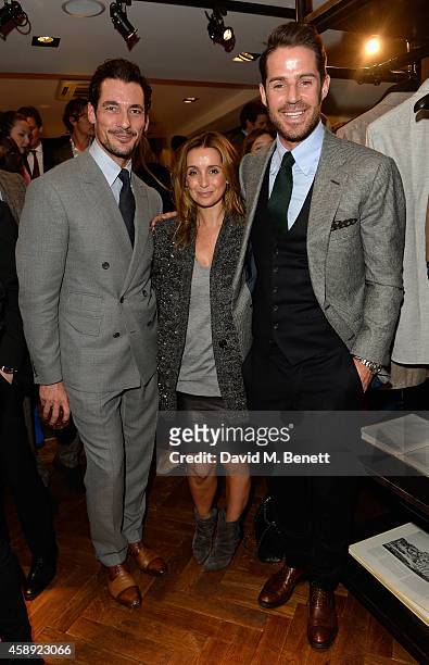 David Gandy, Louise Redknapp and Jamie Rednapp attend the opening of the new Thom Sweeney RTW & MTM Store on November 13, 2014 in London, England.