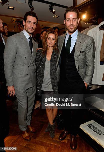 David Gandy, Louise Redknapp and Jamie Rednapp attend the opening of the new Thom Sweeney RTW & MTM Store on November 13, 2014 in London, England.