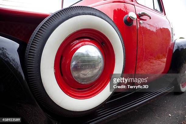 1949 chevrolet pickup truck spare tire - terryfic3d stock pictures, royalty-free photos & images