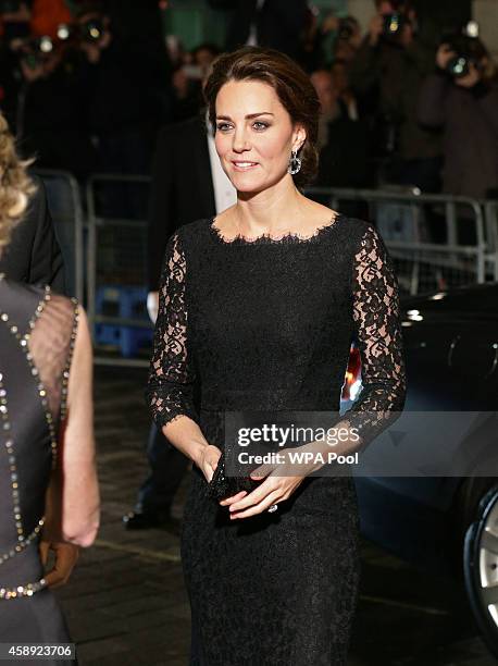 Catherine, Duchess of Cambridge arrives for The Royal Variety Performance at the London Palladium on November 13, 2014 in London, England.