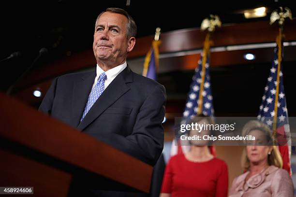 Speaker of the House John Boehner holds a news conference with the newly-elected members of the House GOP leadership at the U.S. Capitol November 13,...