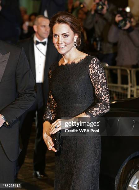 Catherine, Duchess of Cambridge arrives for The Royal Variety Performance at the London Palladium on November 13, 2014 in London, England.