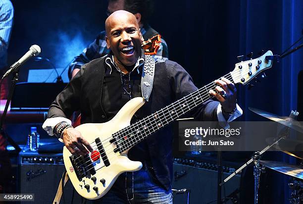 Daft Punk bass player Nathan East performs on stage during Nathan East Solo Debut Concert at Billboard Live on November 13, 2014 in Tokyo, Japan.