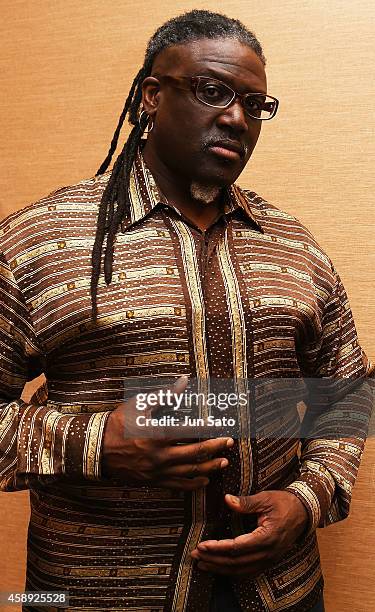 Musician Kaleb James poses for a photograph backstage during Nathan East Solo Debut Concert at Billboard Live on November 13, 2014 in Tokyo, Japan.