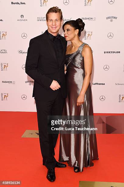 Thomas Heinze and Jackie Brown attend Kryolan at the Bambi Awards 2014 on November 13, 2014 in Berlin, Germany.
