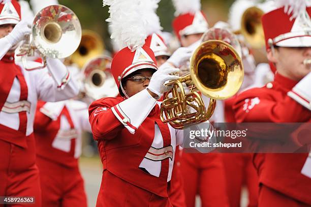 brass instrument player in ua million dollar band - alabama band stock pictures, royalty-free photos & images