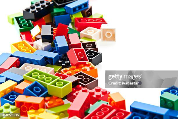 lego building bricks and interlocking blocks - lego stockfoto's en -beelden