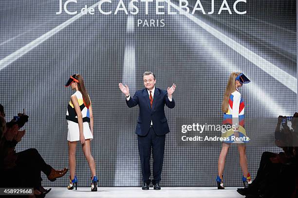 Designer Jean-Charles de Castelbajac walks the runway after his show during the Mercedes-Benz Fashion Days Zurich 2014 on November 13, 2014 in...