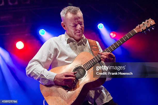 Australian guitarist and singer Tommy Emmanuel performs live during a concert at the Huxleys on November 13, 2014 in Berlin, Germany.