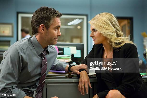 Shark, Actually" Episode 105 -- Pictured: Jay Harrington as Phil, Eliza Coupe as Nina --