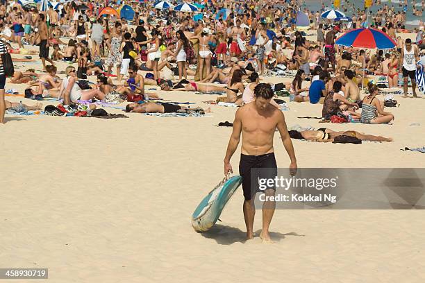 bondi - this beach is too crowded - too hot stock pictures, royalty-free photos & images