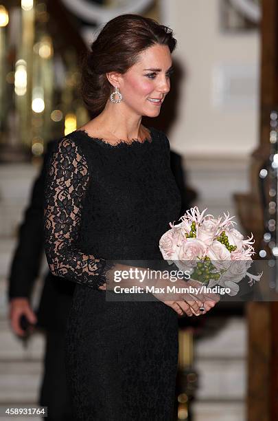 Catherine, Duchess of Cambridge departs after attending the Royal Variety Performance at the London Palladium on November 13, 2014 in London, England.