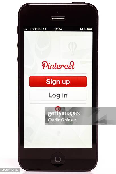 apple iphone 5 pinterest login screen isolated on white background - homepage 個照片及圖片檔