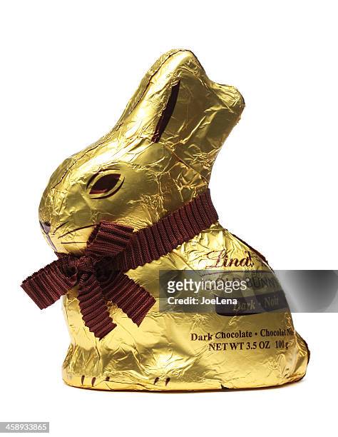 chocolate easter bunny - chocolate foil stock pictures, royalty-free photos & images