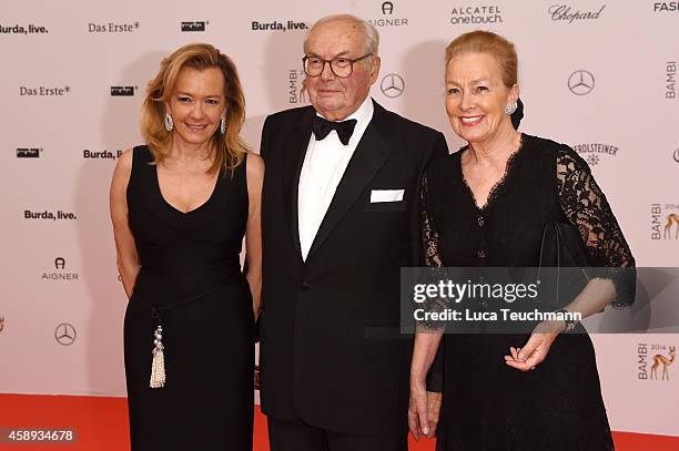 Caroline Scheufele, her parents Karl-Friedrich Scheufele and Karin Scheufele attends Kryolan at the Bambi Awards 2014 on November 13, 2014 in Berlin,...