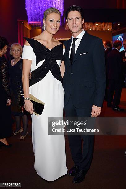 Maria Hoefl-Riesch and her husband Marcus Hoefl attend Kryolan at the Bambi Awards 2014 on November 13, 2014 in Berlin, Germany.